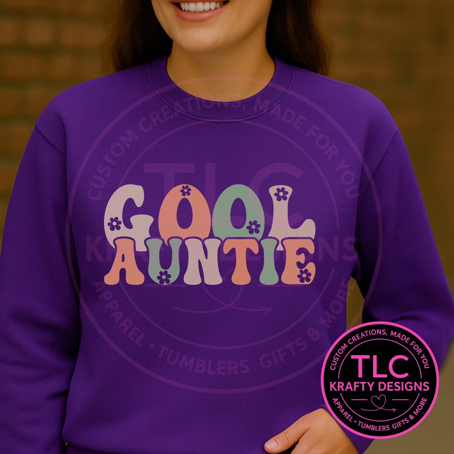 Cool Auntie Sweatshirt or Hoodie β Retro Flower Power Aunt Top | Funny Aunt Gift | Trendy Aunt Life Crewneck or Hoodie