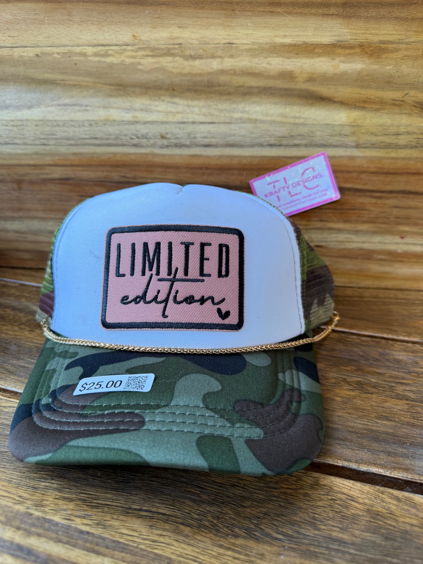 Camo Trucker Hat – Limited Edition Patch with Pink & Gold Rope Accent
