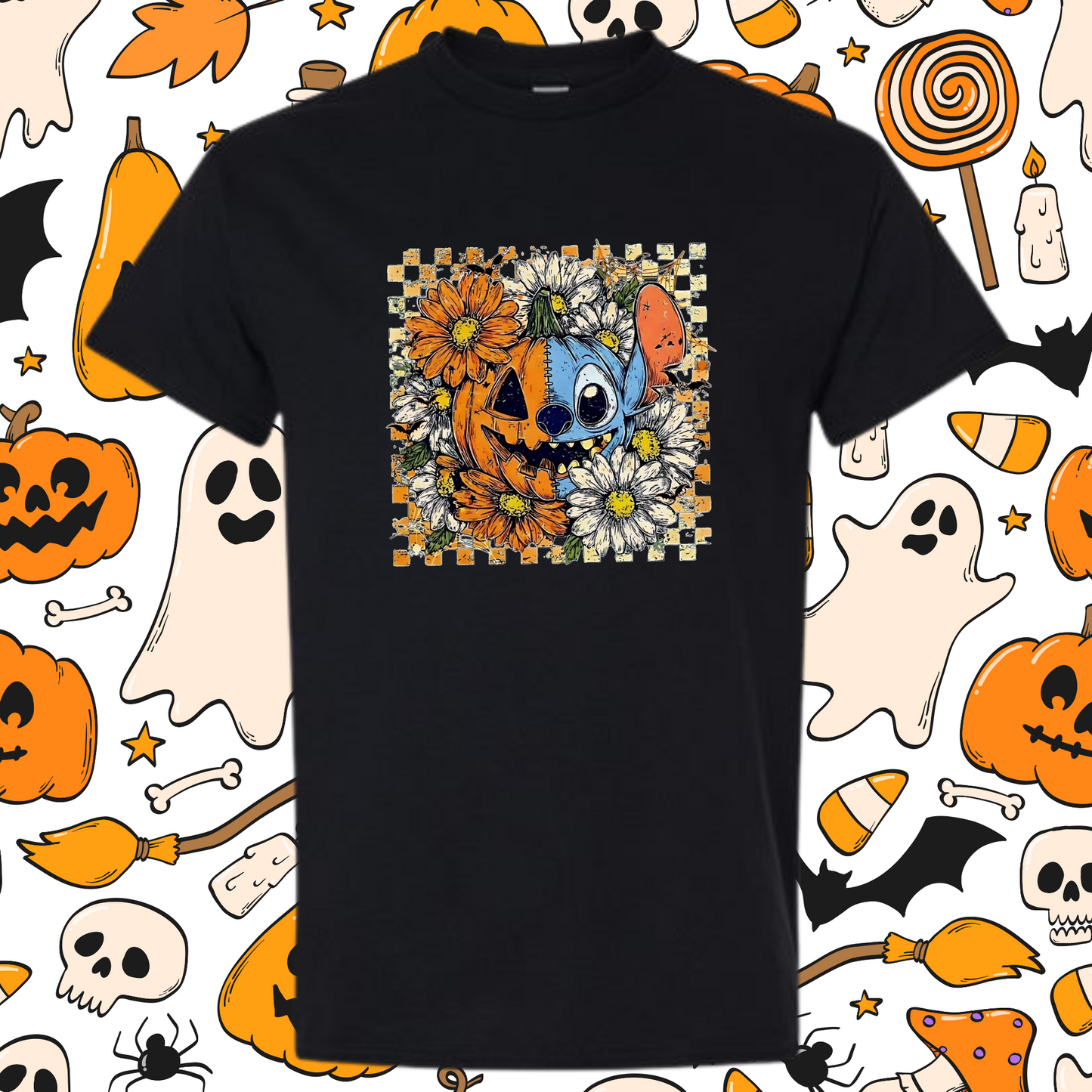 Pumpkin Patch Mischief Tee – Fall Floral Halloween Shirt (Tee, or Long Sleeve)