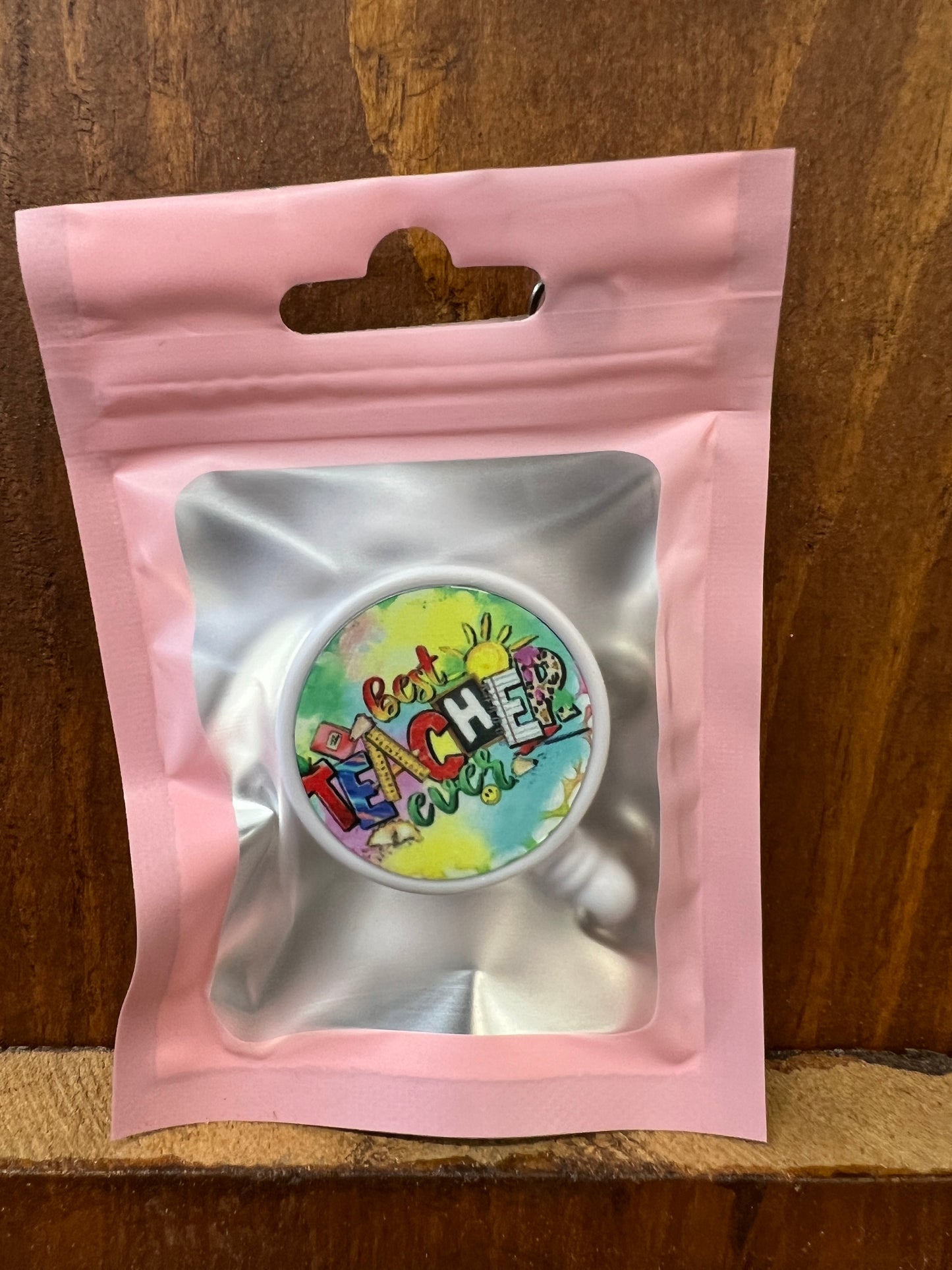 Best Teacher Sublimation Retractable Badge Holder Clip