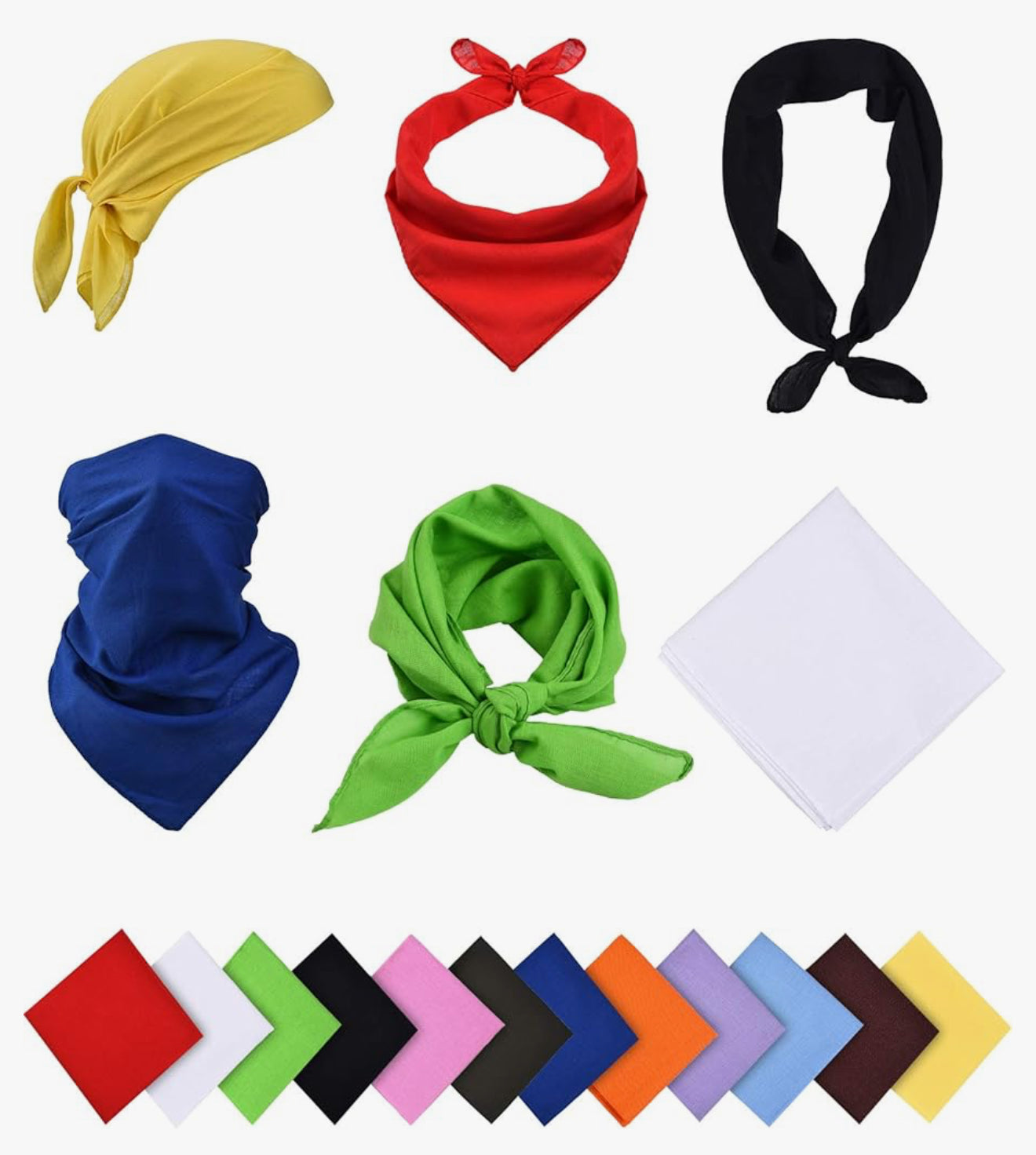 Customizable Solid Color Cotton Bandana – 22x22 Inches – Multiple Color Options for Crafts, Fashion & More -