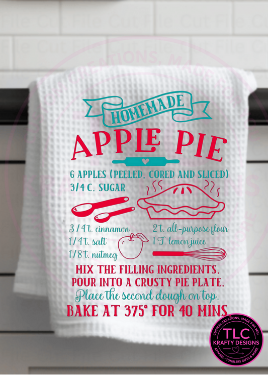 Homemade Apple Pie Recipe Kitchen Towel