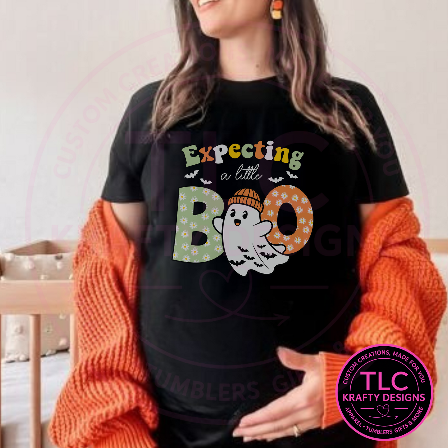 Maternity Halloween Sweatshirt - Little Boo Ghost Design