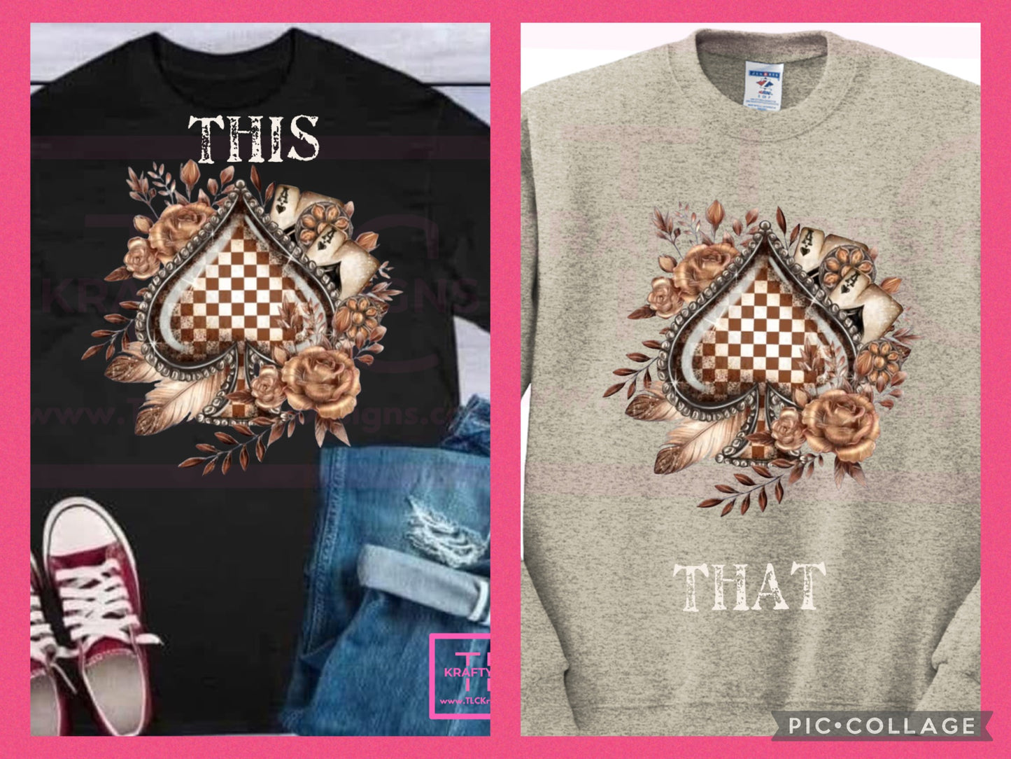 Western Spade and Roses Sweatshirt – Rustic Checkered Design