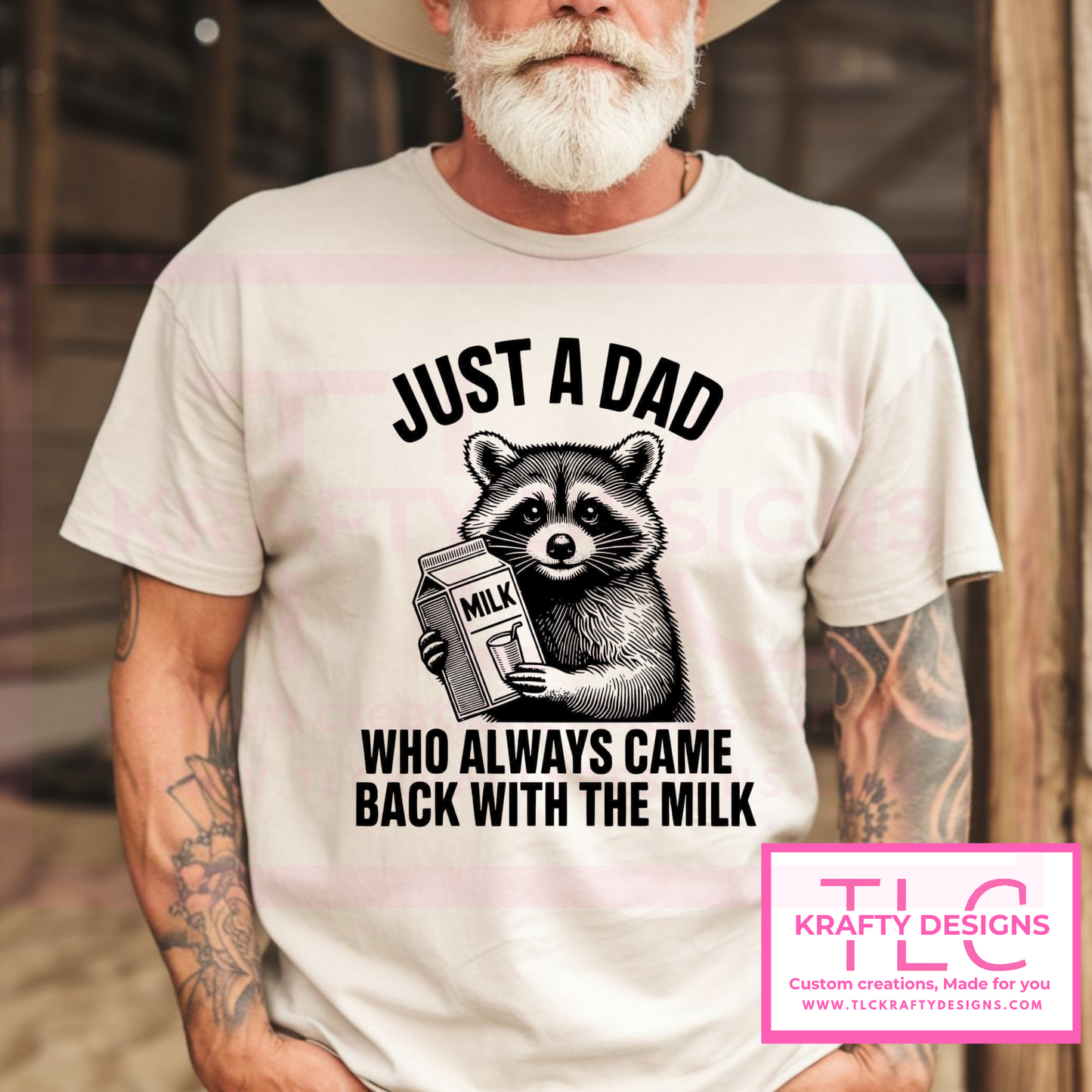 Just a Dad Who Always Came Back with the Milk – Funny Raccoon Shirt
