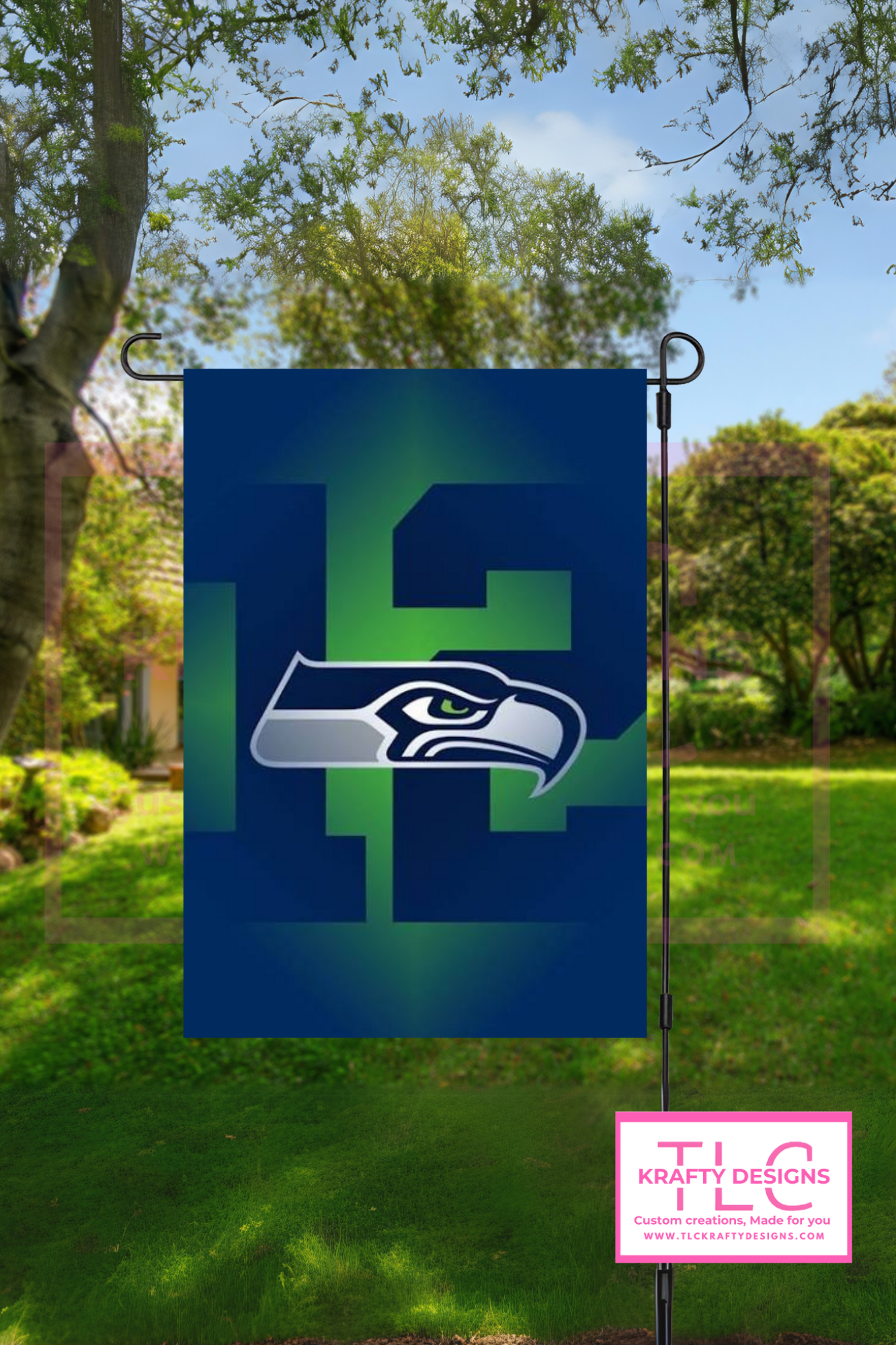 Pacific Northwest Football Fan Garden Flag – Blue & Green “12” Inspired Design