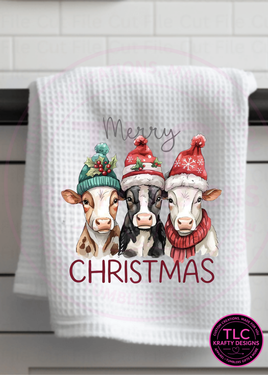 Merry Christmas Cows – Farmhouse Holiday Kitchen Towel