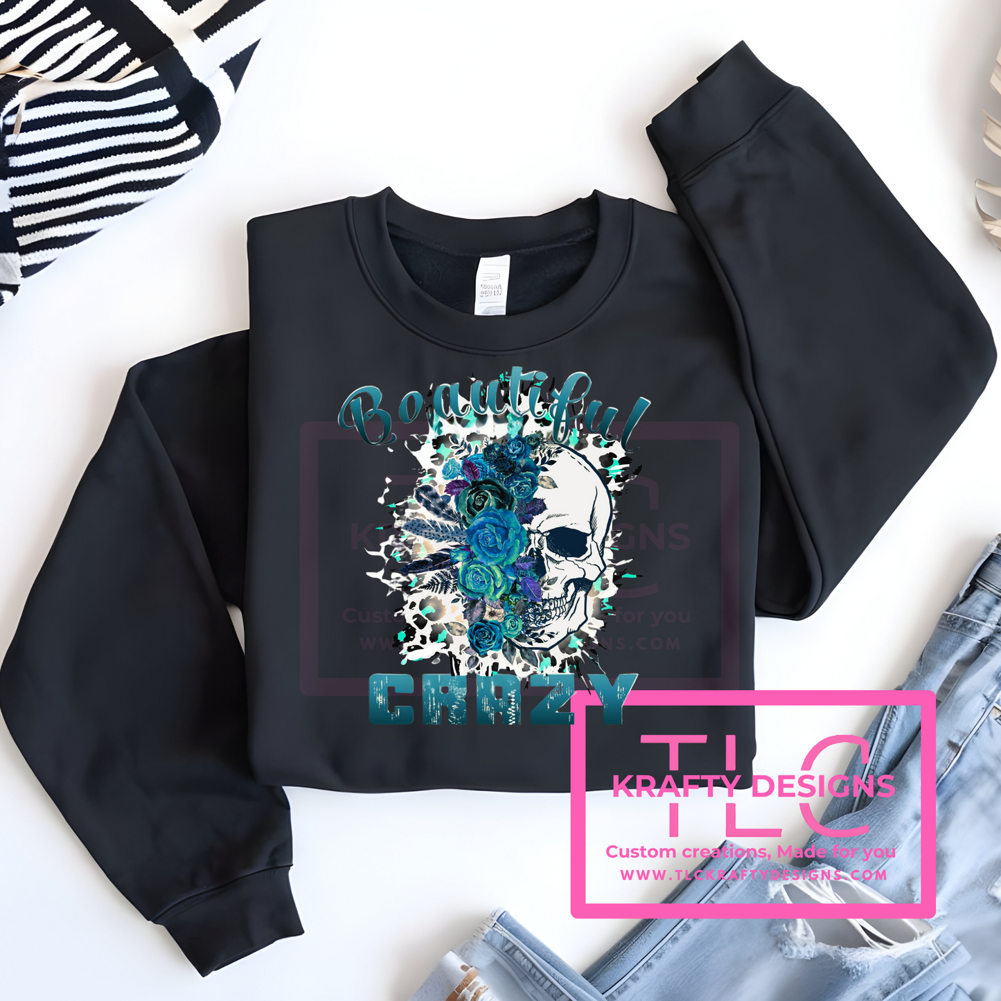 Beautiful Crazy Skull Sweatshirt β Hoodie or Crew for Bold Souls