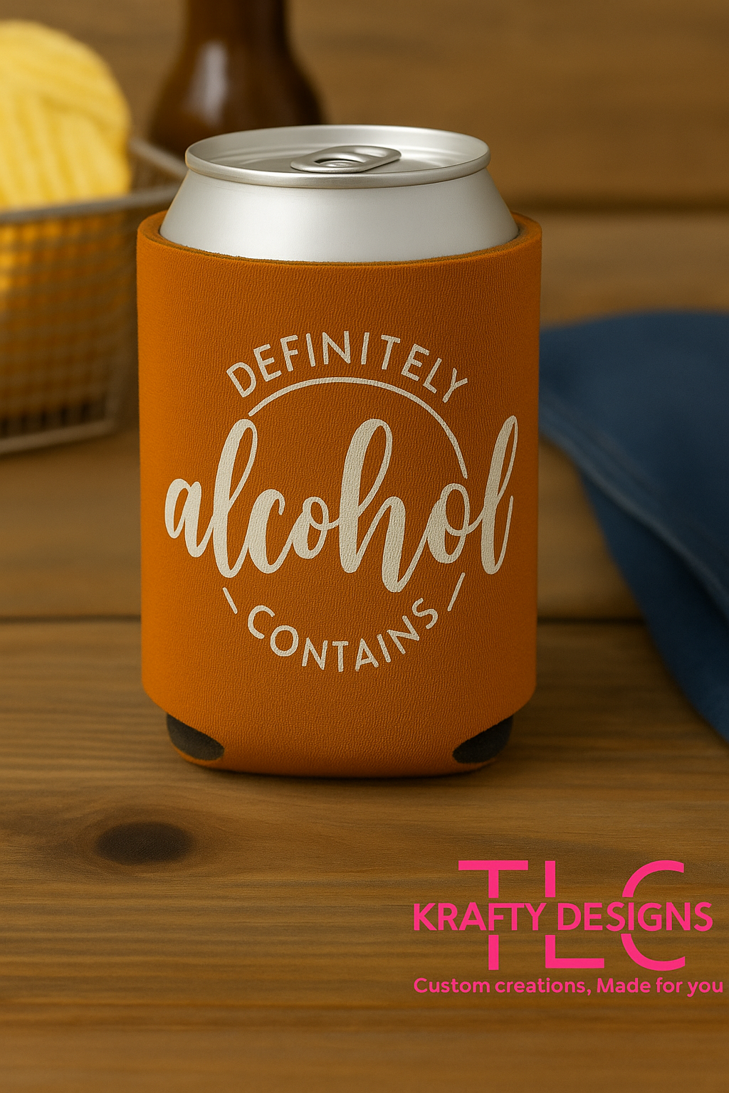 Funny Alcohol Koozie – Definitely Contains Alcohol Can Cooler – Drink Sleeve for Parties, Tailgates & BBQs – Beer Gift Idea