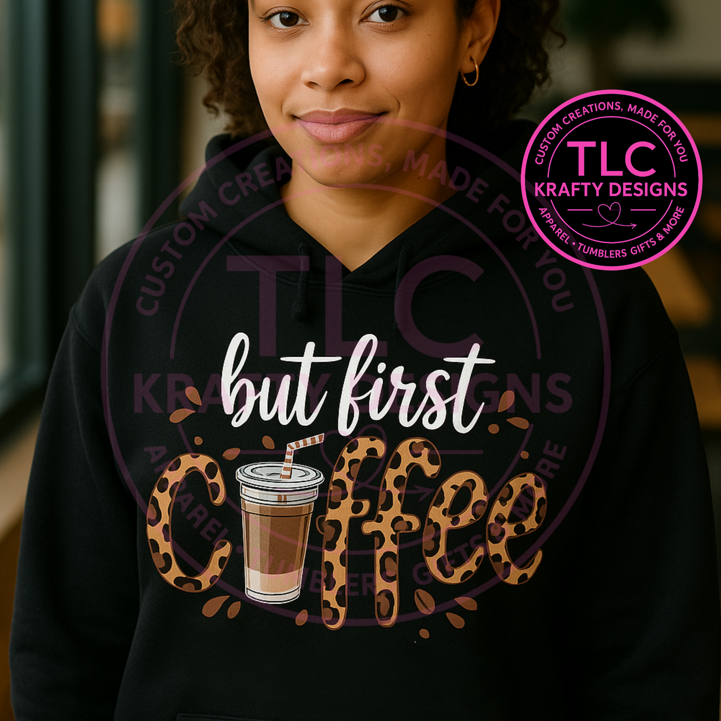 But First Coffee Leopard Print Sweatshirt β Fun Coffee Lover Pullover