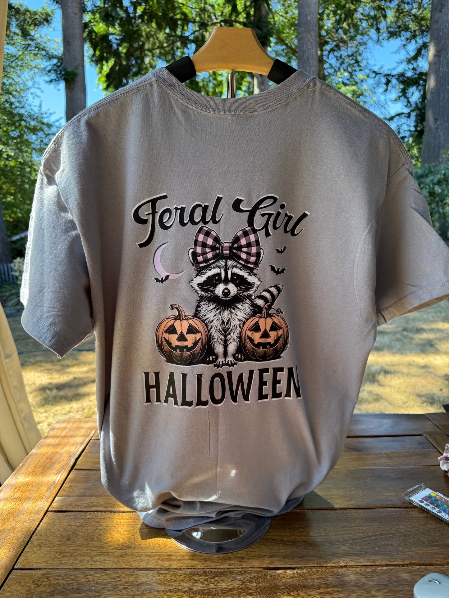 Feral Girl” Raccoon Halloween Tee