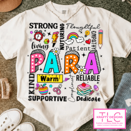 Colorful PARA Educator T-Shirt – Support Staff Appreciation Shirt