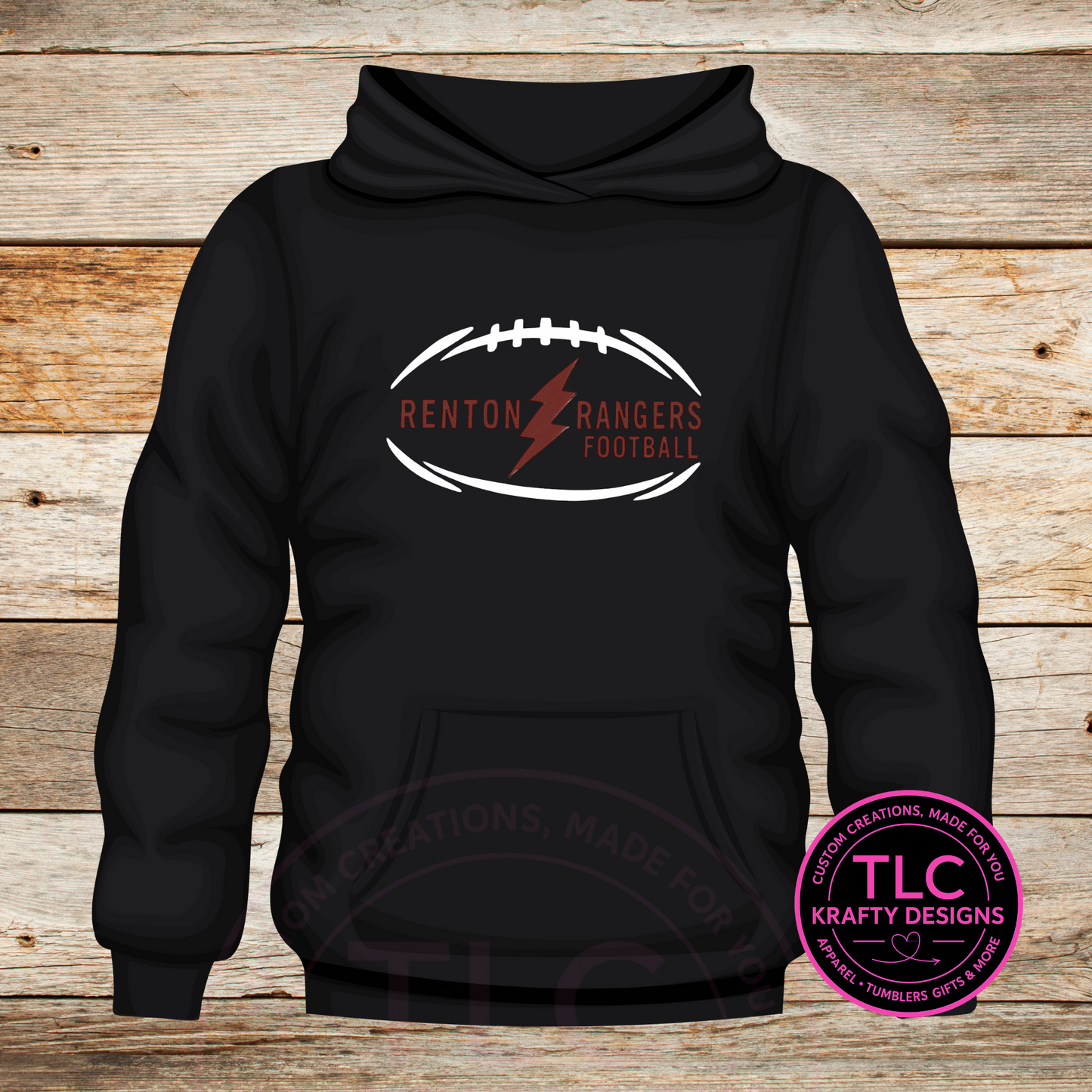 Renton Rangers Football Crimson Lightning Bolt  Sweatshirt - Custom Team Spirit Wear