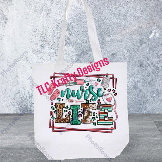 Nurse Life Scrubs themed Canvas Tote