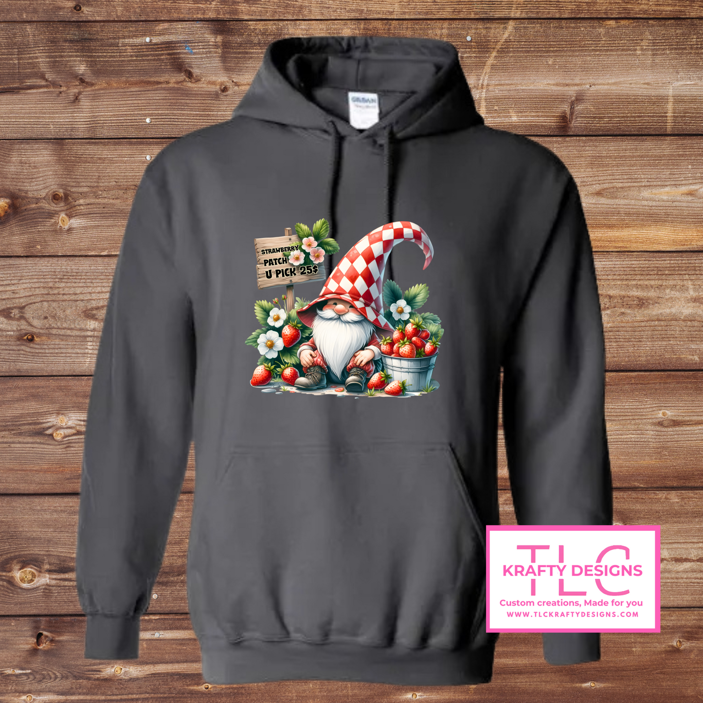 Strawberry Patch Gnome β U-Pick Berry Crewneck & Hoodie