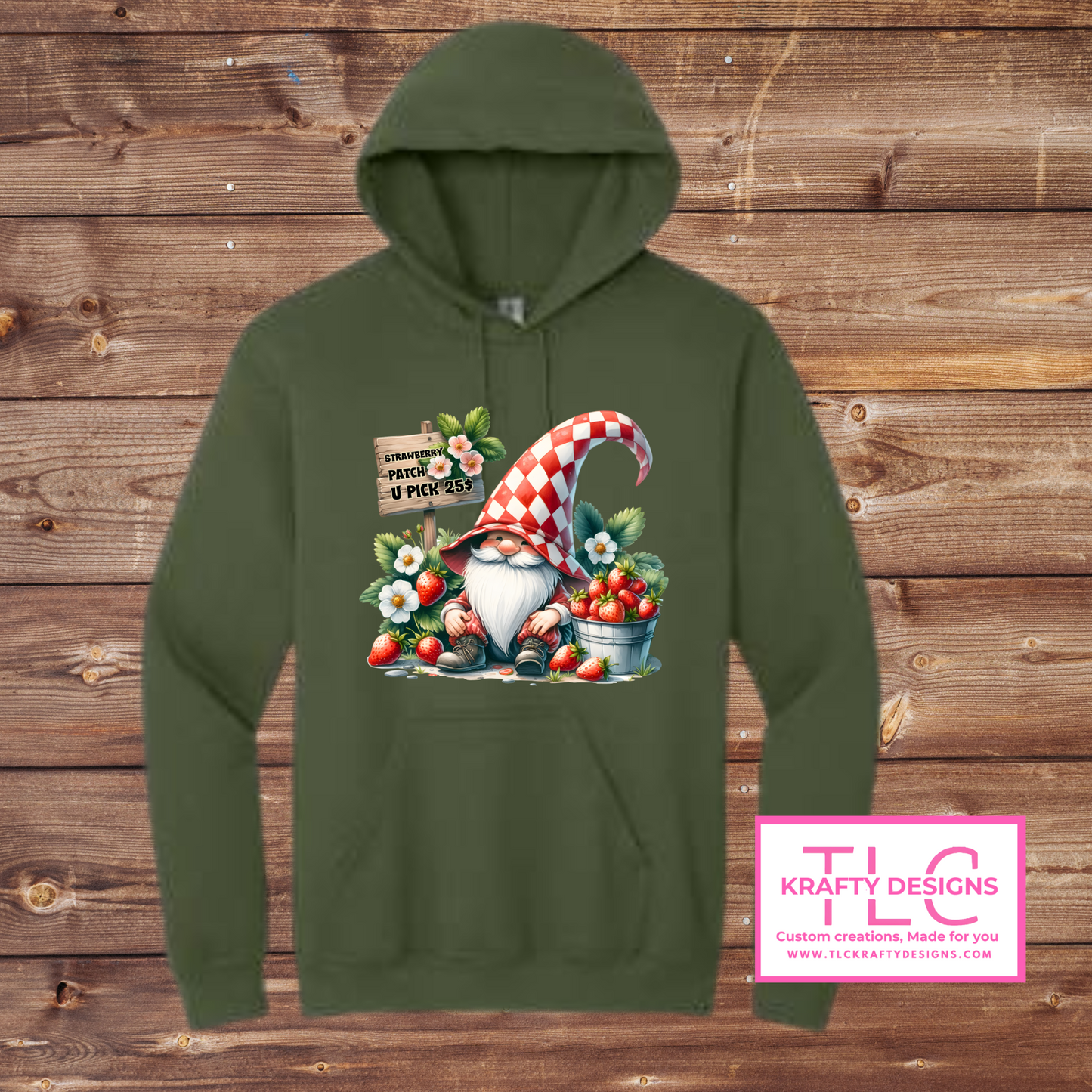 Strawberry Patch Gnome β U-Pick Berry Crewneck & Hoodie