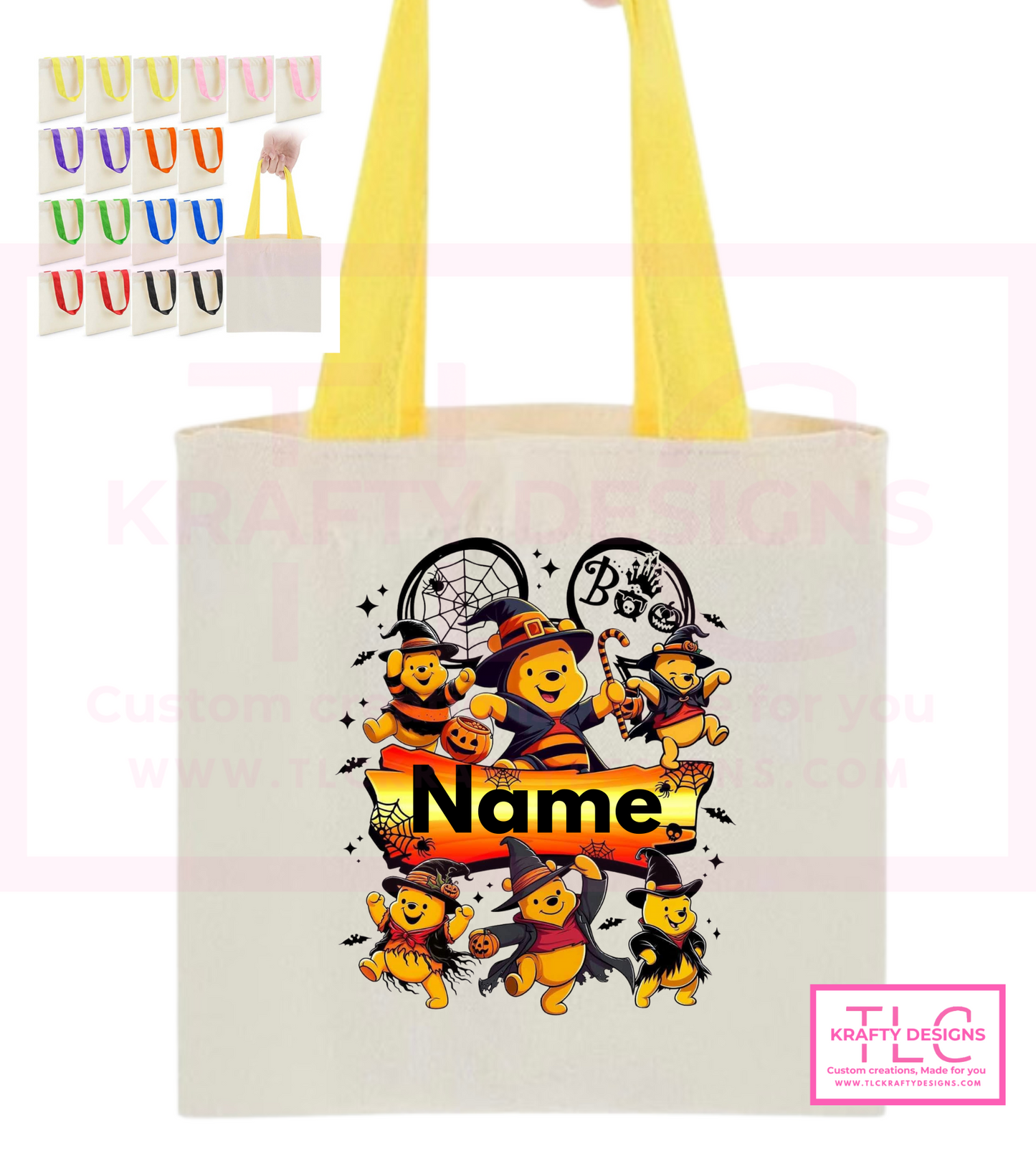 Custom Halloween Trick-or-Treat Tote Bags β Personalized Kids Candy Bags in Fun Character Designs