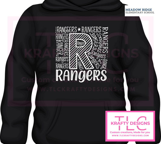 Ranger Hand-Lettered R Sweatshirt: Meadow Ridge School Spirit