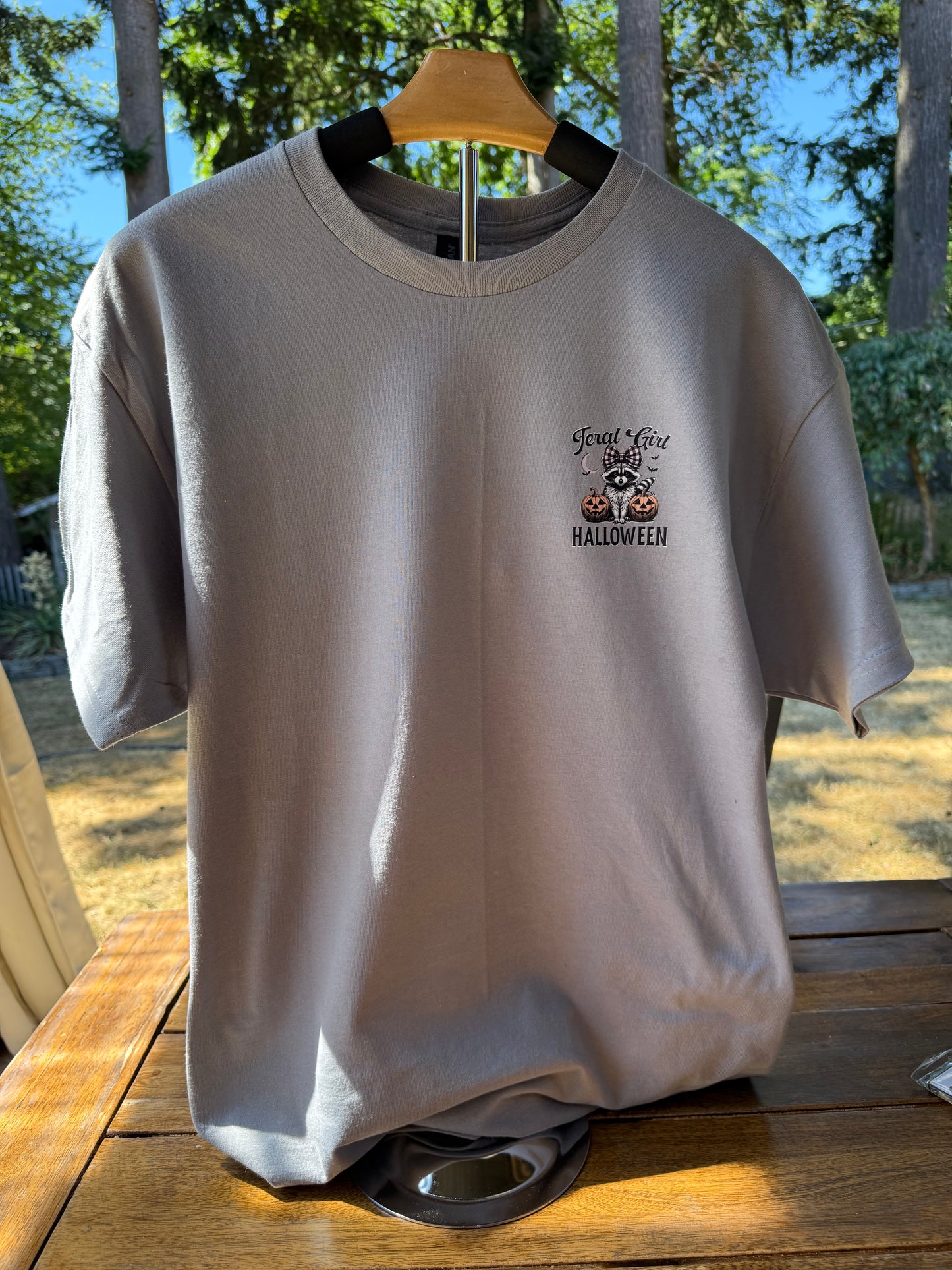 Feral Girl” Raccoon Halloween Tee