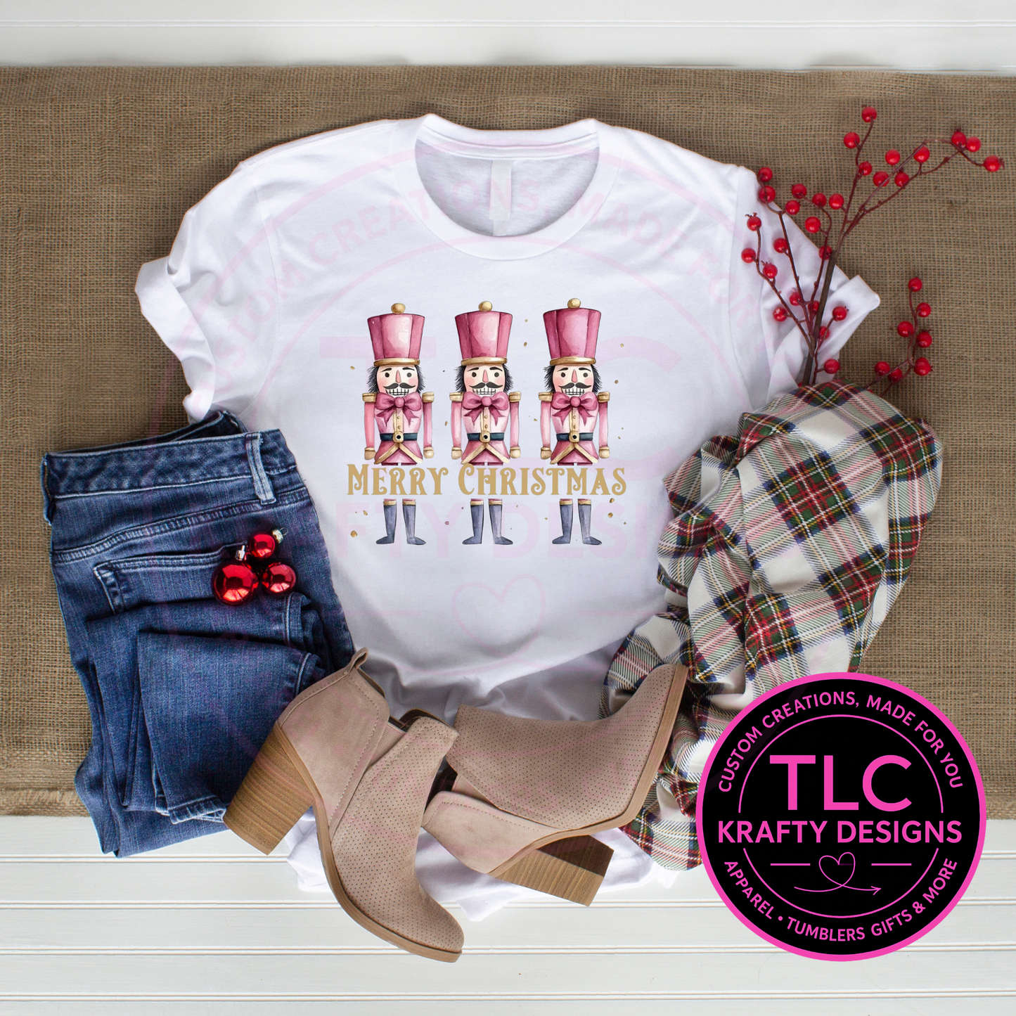Pink Nutcracker Christmas T-Shirt β Merry Christmas Holiday Tee
