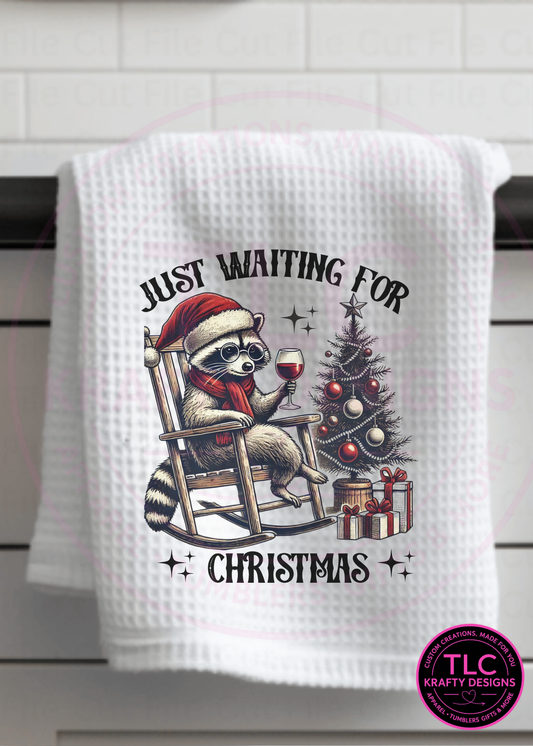 Just Waiting for Christmas – Festive Raccoon Holiday Towel