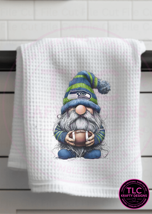 Seattle Gnome Towel – Football Fan Farmhouse Kitchen Décor 💙💚🏈