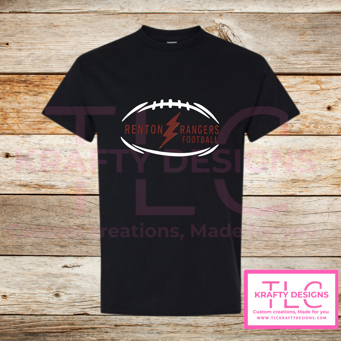 Renton Rangers Football Crimson Lightning Bolt T-Shirt - Custom Team Spirit Wear