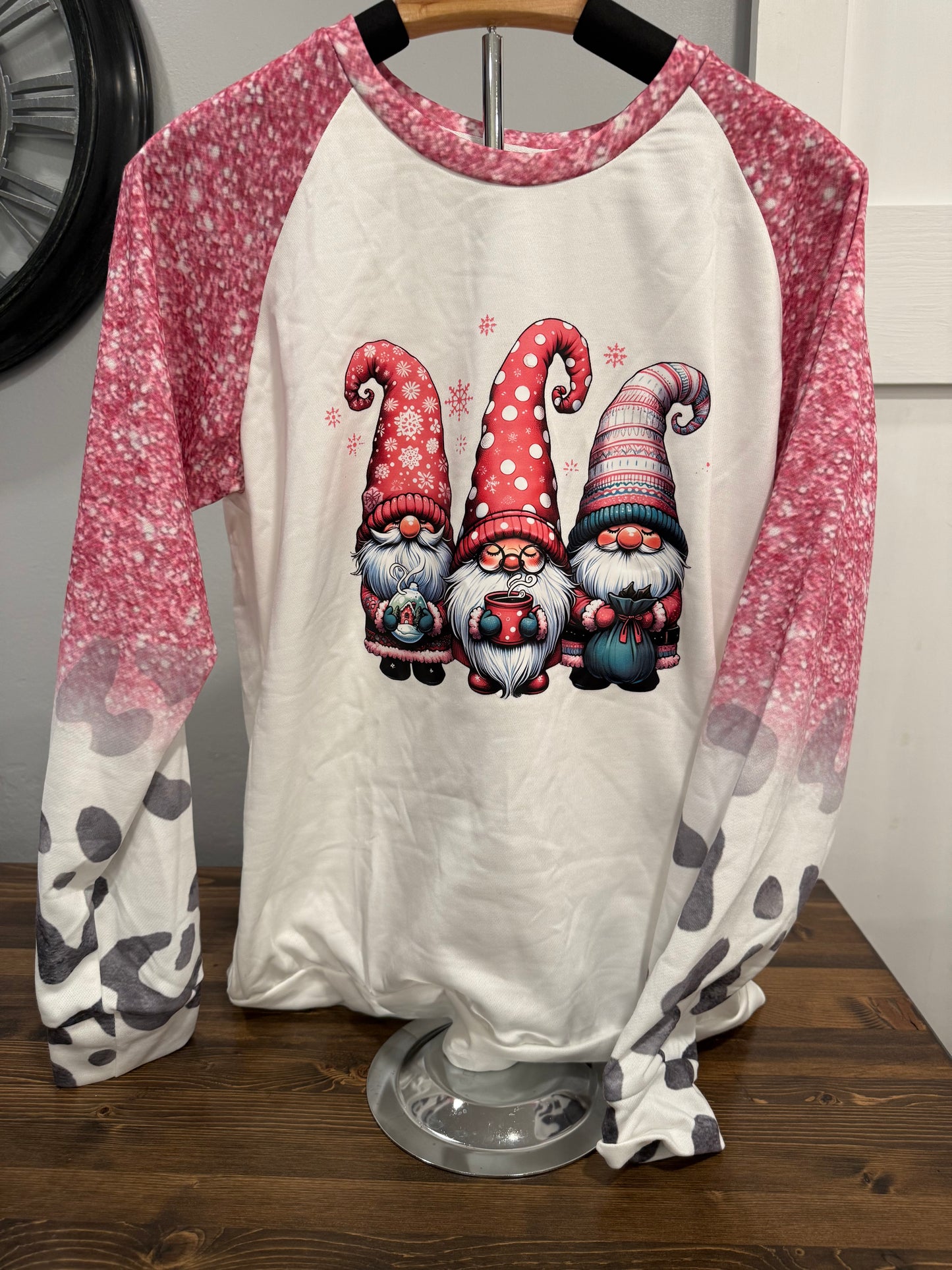 Pink Christmas Gnomes Raglan – Last Chance