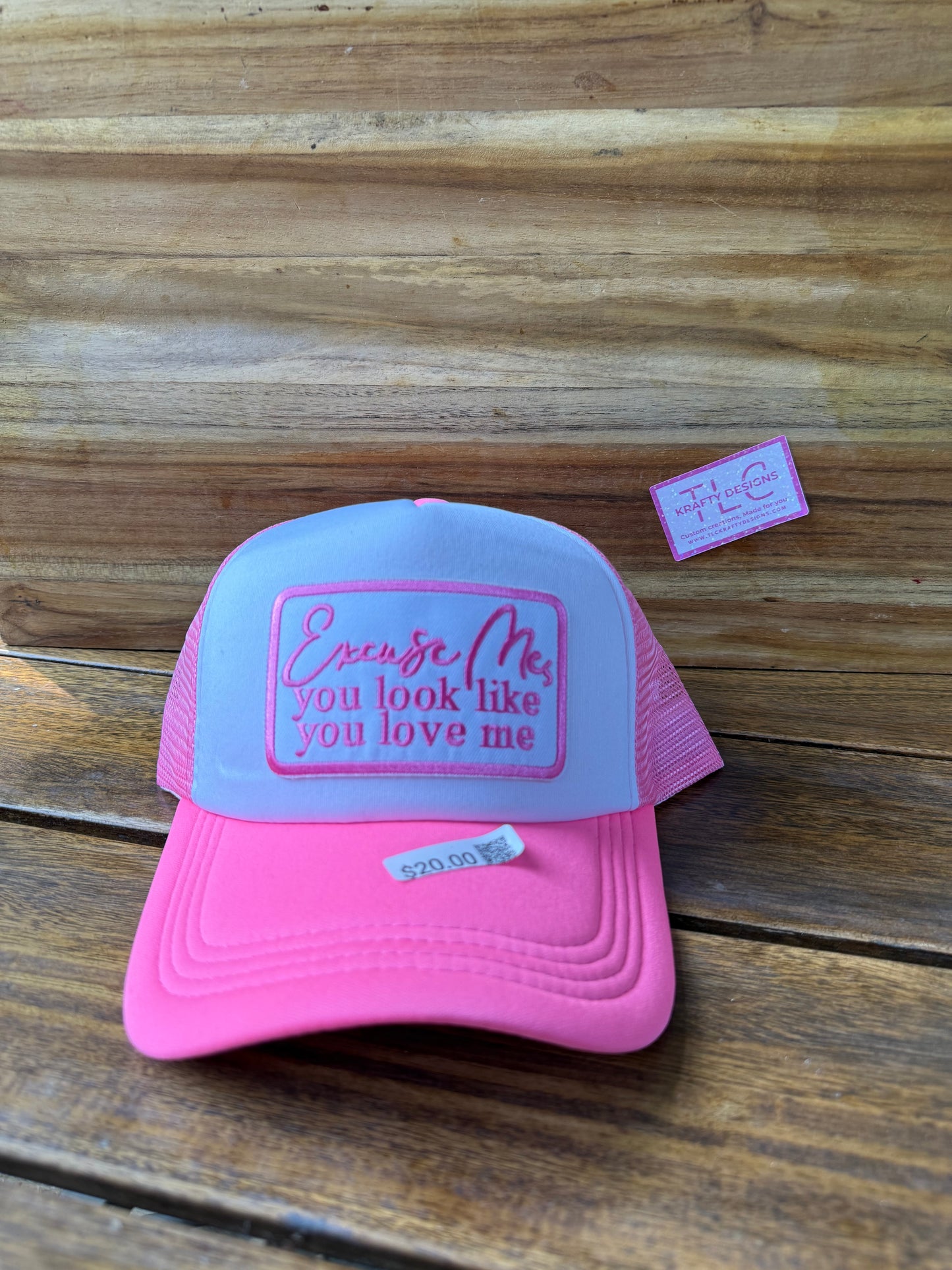 Excuse Me, You Look Like You Love Me Trucker Hat – Two-Tone Pink Mesh