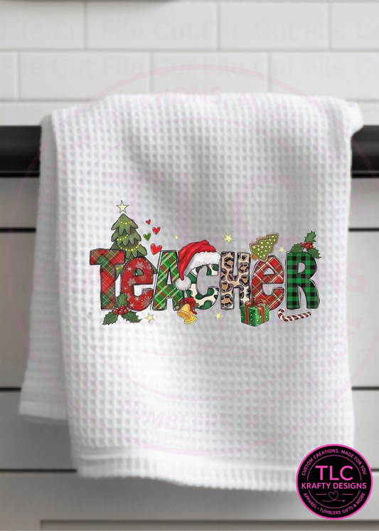 Festive Teacher Christmas Towel – Holiday Gift for Educators 🍎🎄✨