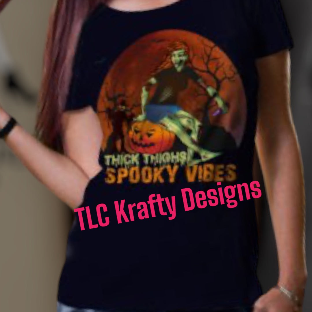 Thick Thighs and Spooky Vibes (Haunted Moon Design) unisex T-Shirt