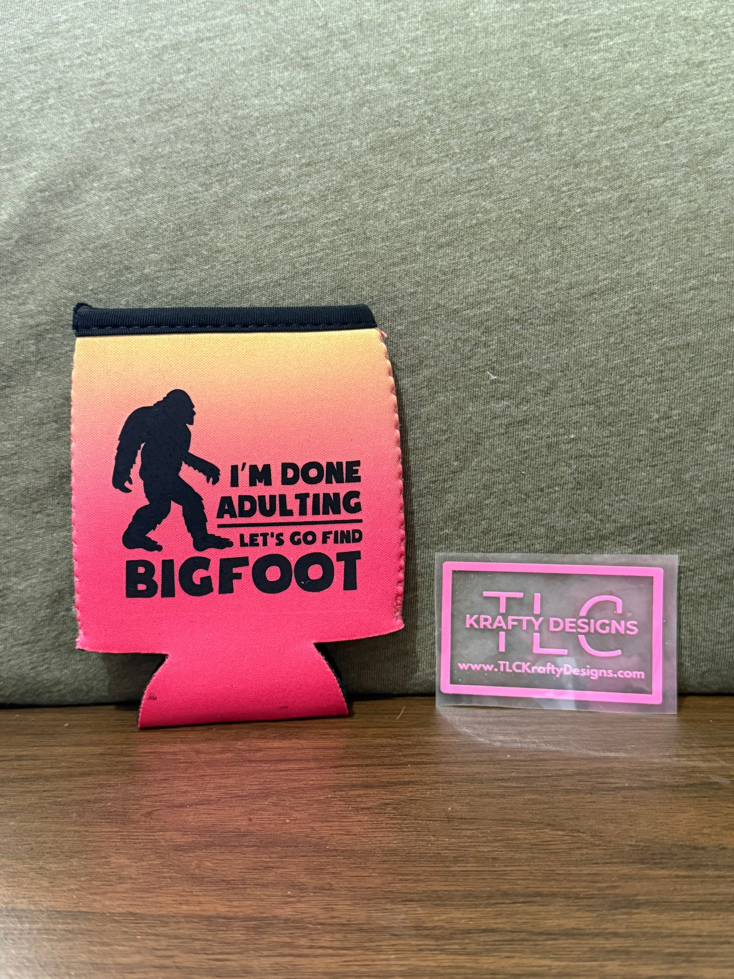 I’m Done Adulting Bigfoot Koozie – Funny Sasquatch Can Holder for Cryptid Fans & Adventurers