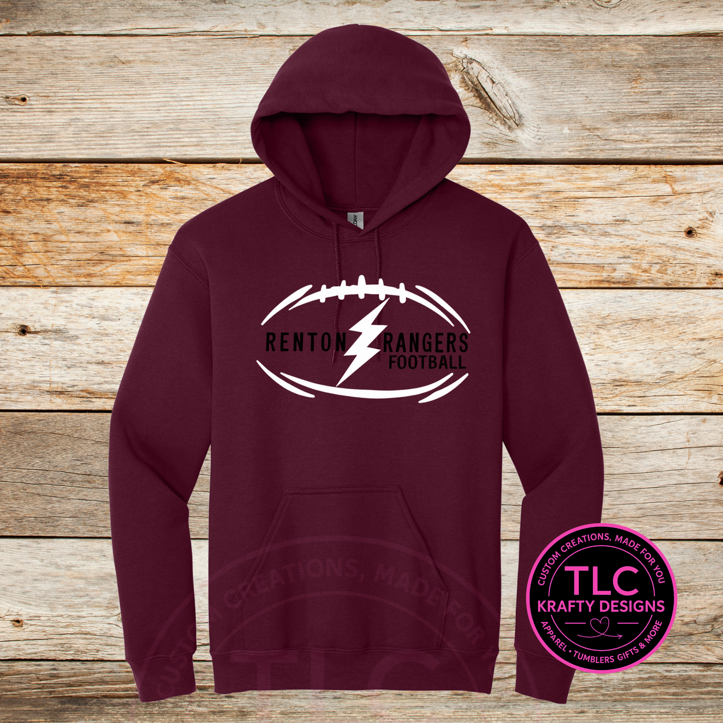 Renton Rangers Football White Lightning Bolt Sweatshirt - Custom Team Spirit Wear
