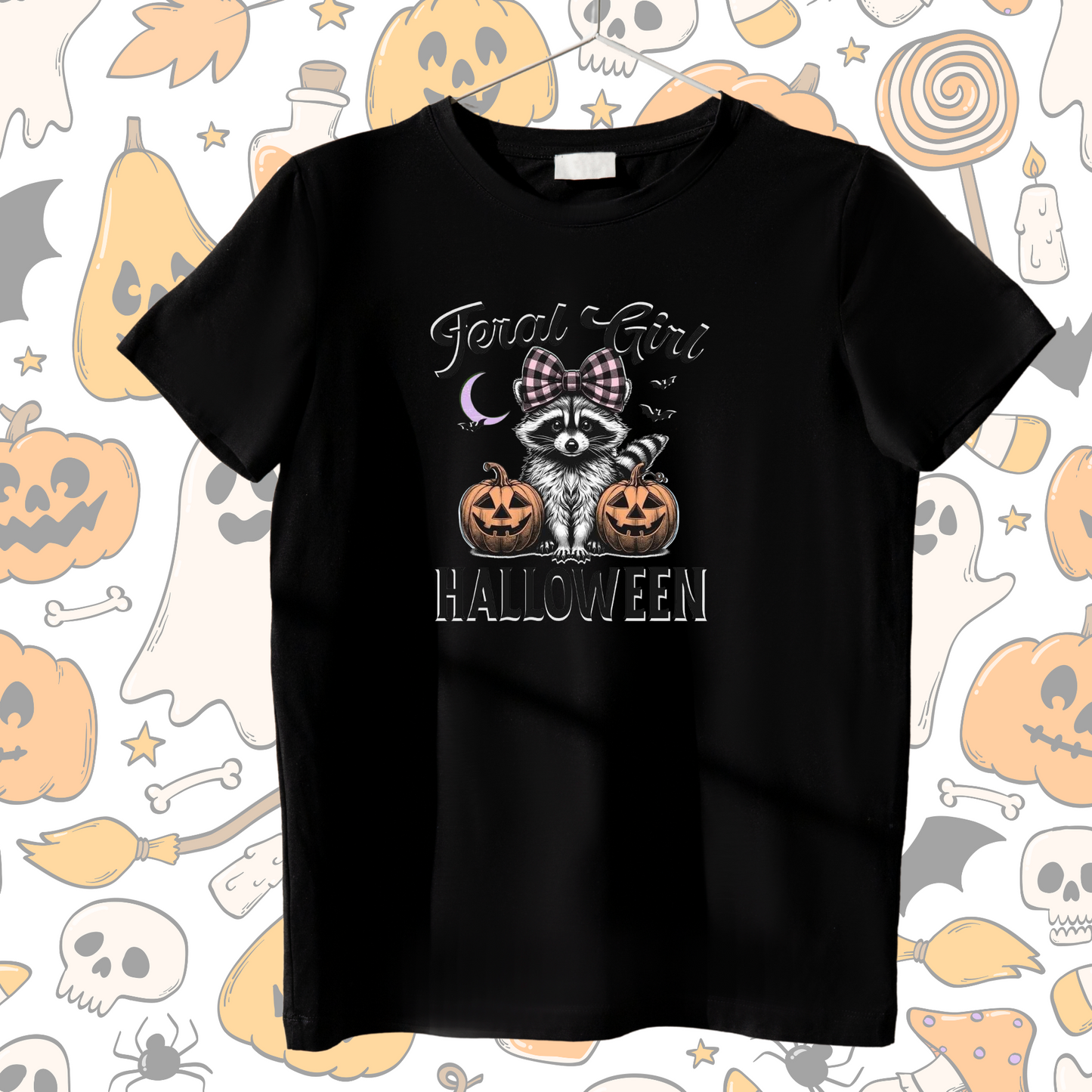 Feral Girl” Raccoon Halloween Tee