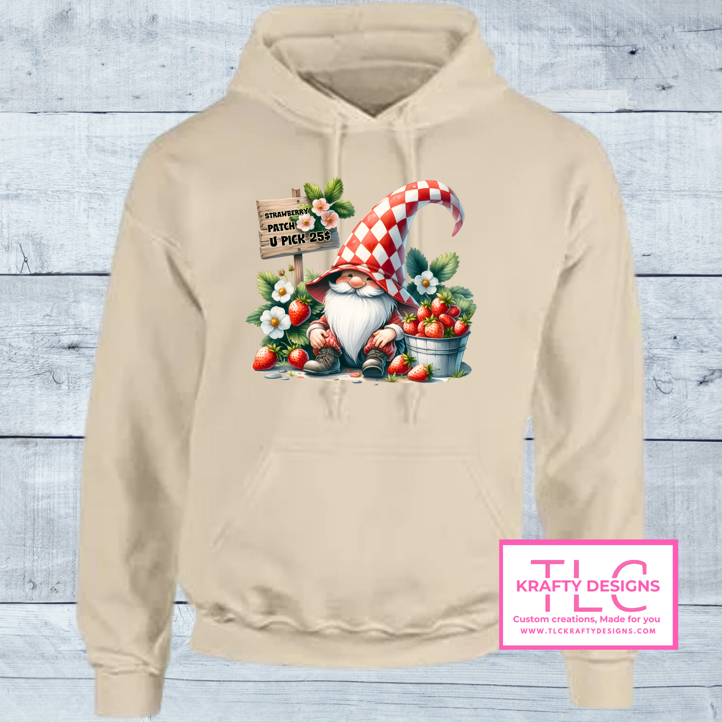 Strawberry Patch Gnome β U-Pick Berry Crewneck & Hoodie