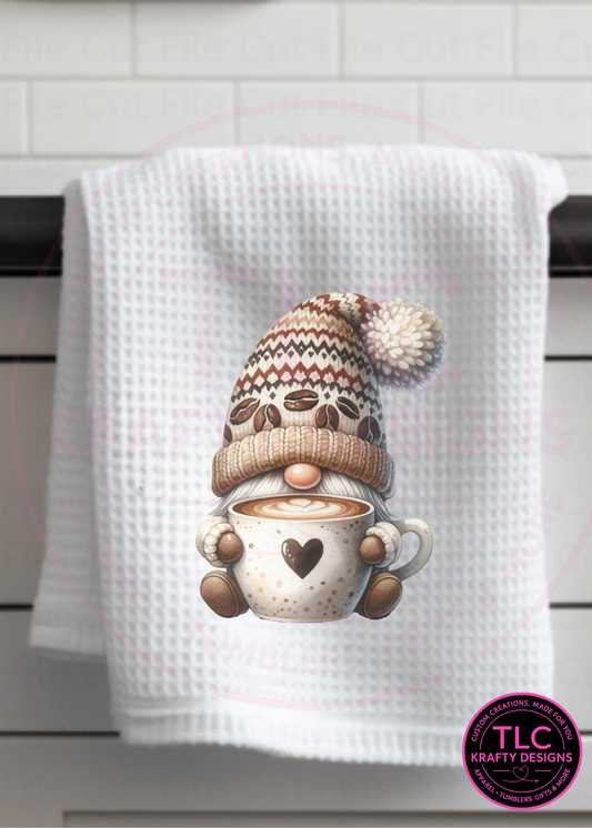 Coffee Gnome Kitchen Towel – Cozy Winter Farmhouse Décor for Coffee Lovers ☕🧑🎄✨