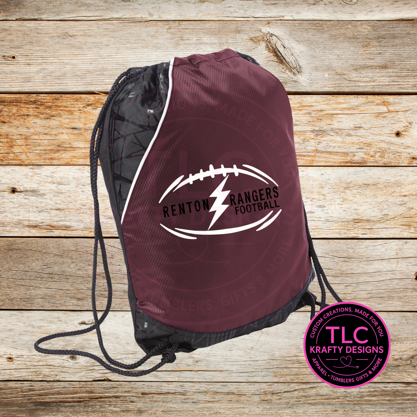 Renton Rangers Football Lightning Bolt Drawstring Bag - Custom Team Spirit Gear