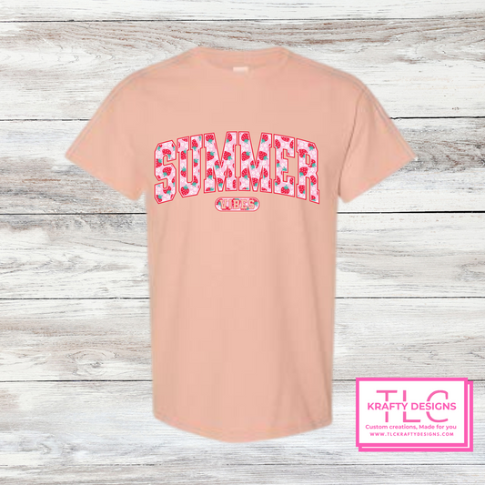 Summer Vibes Shirts – Sweet Strawberry Print Graphic Tee