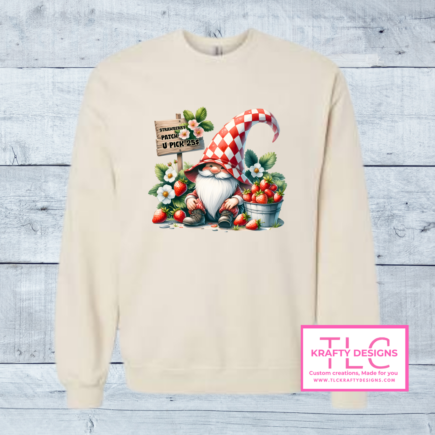 Strawberry Patch Gnome β U-Pick Berry Crewneck & Hoodie