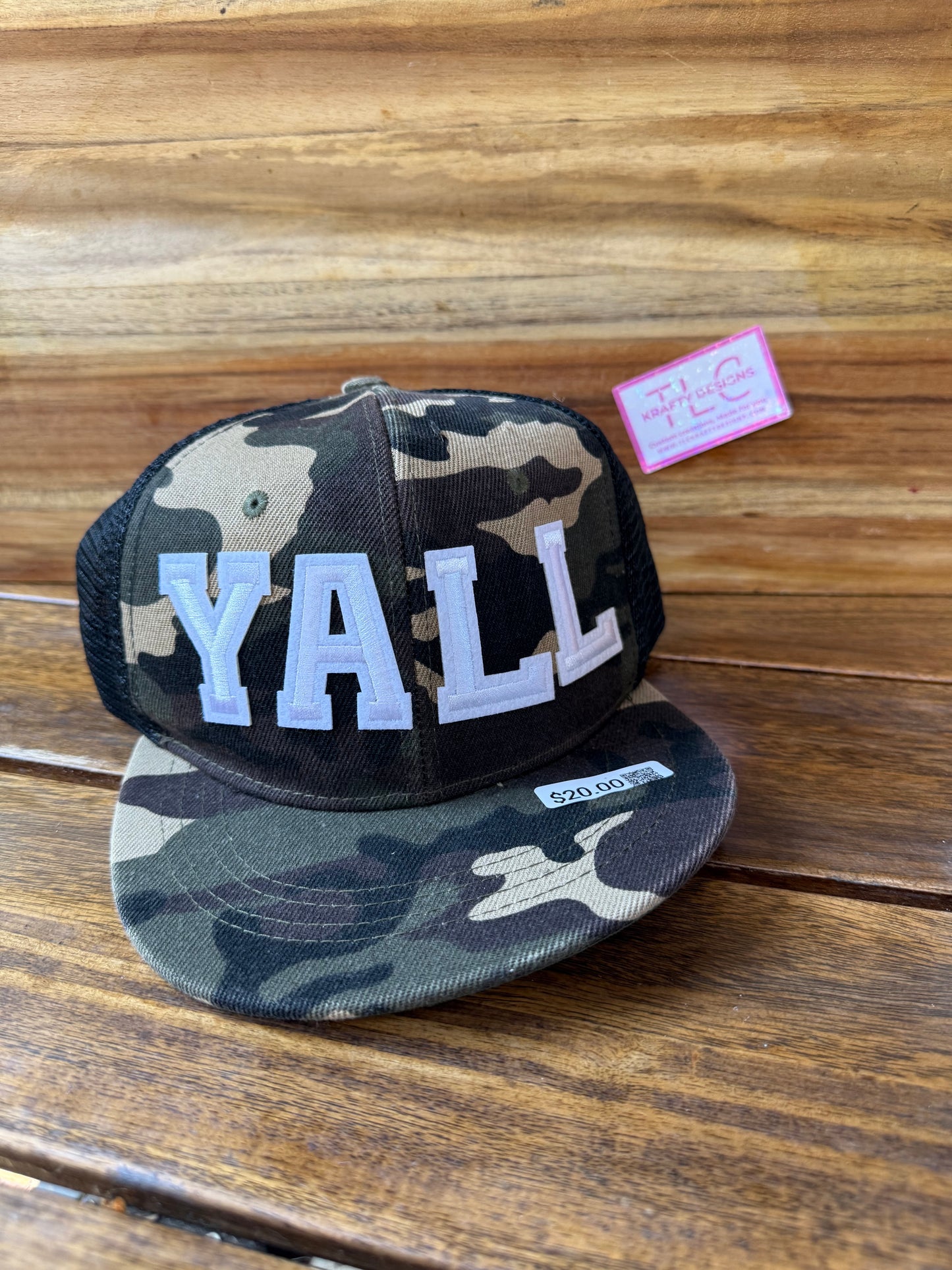 Camo Flatbill Trucker Hat – Y’ALL Puff Letter Patch