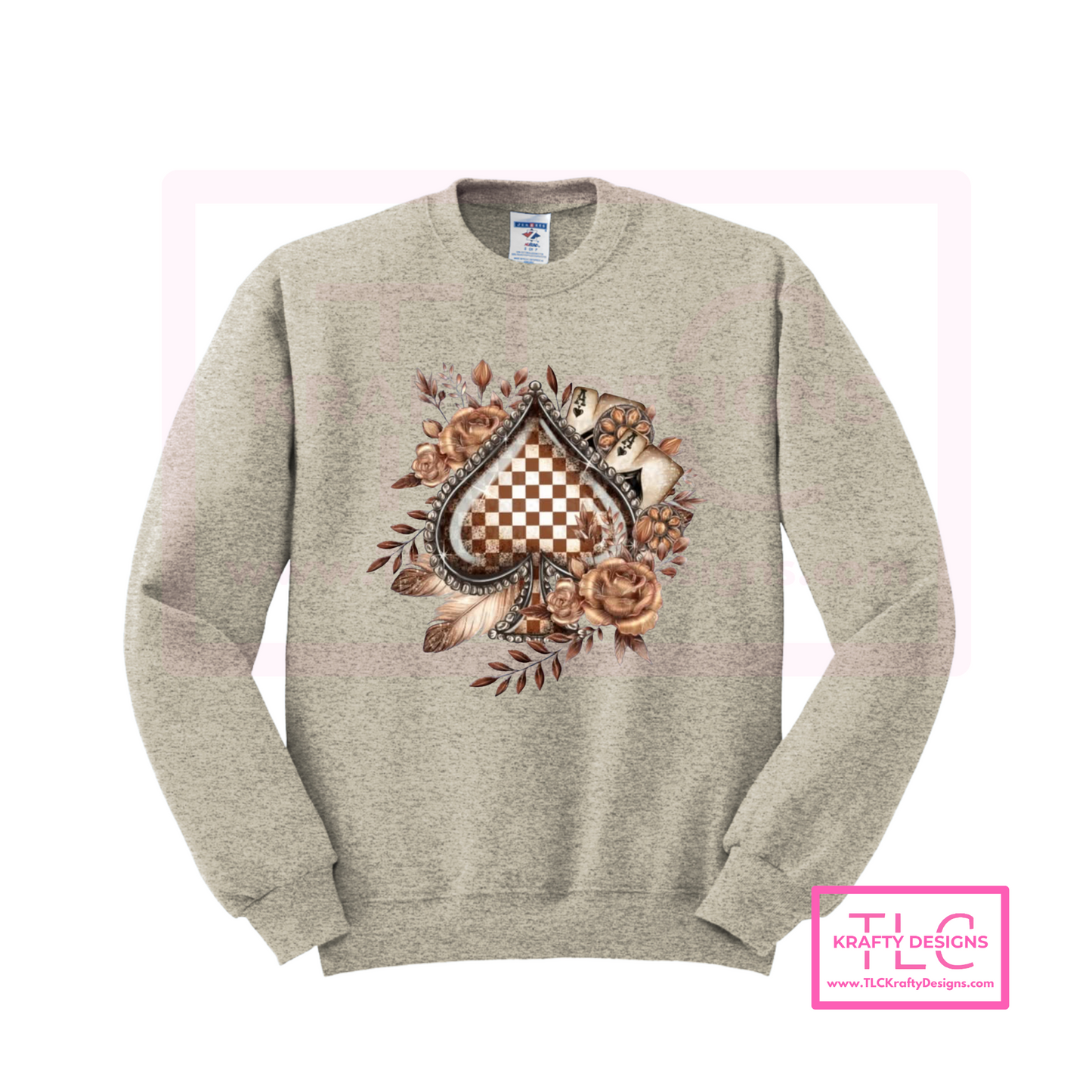Western Spade and Roses Sweatshirt – Rustic Checkered Design