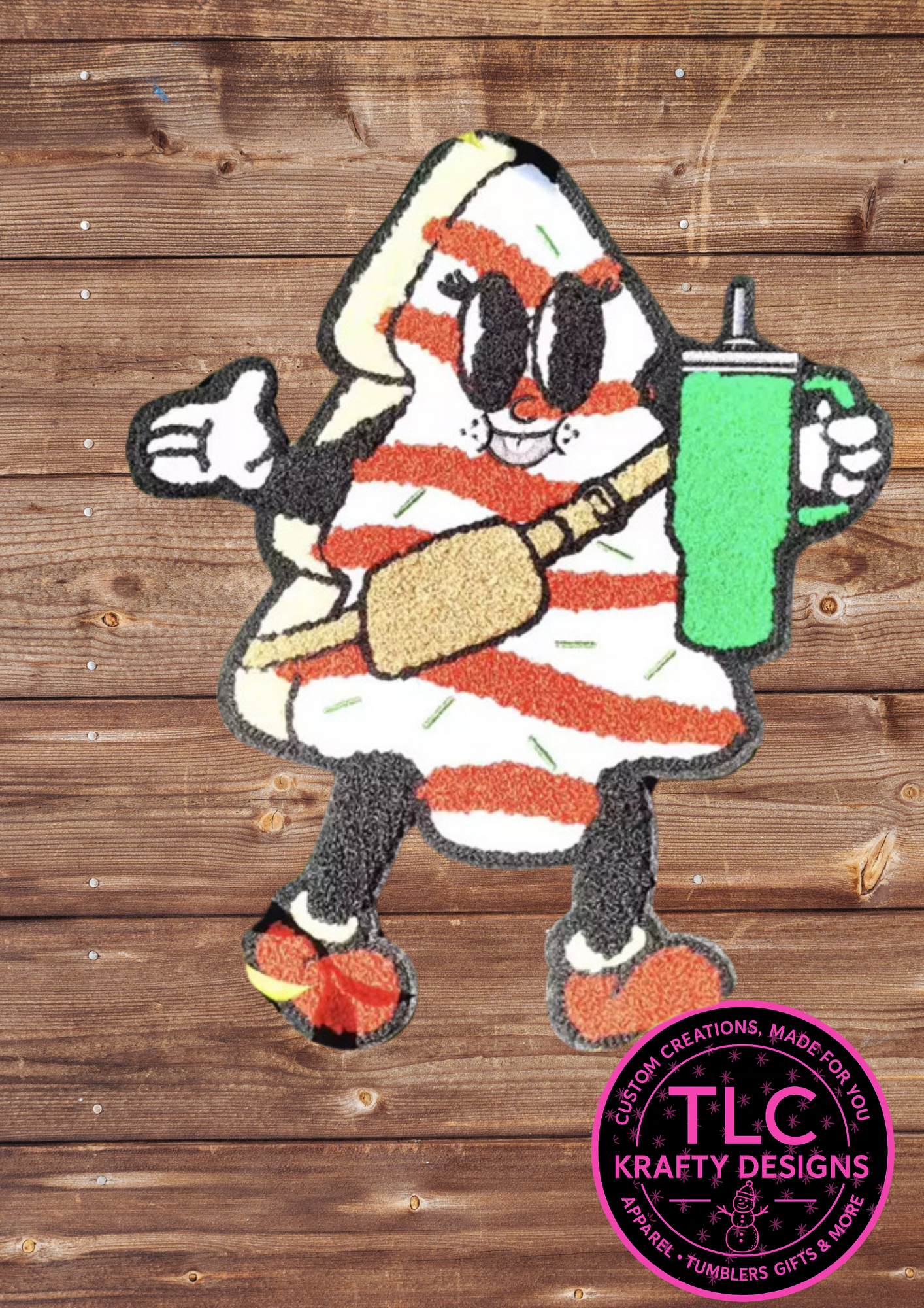 Candy Cane Christmas Patch – Chenille Holiday Patch with Sunglasses and Tumbler Cup | Funny Festive Applique for Hoodies, Sweatshirts & DIY Gifts