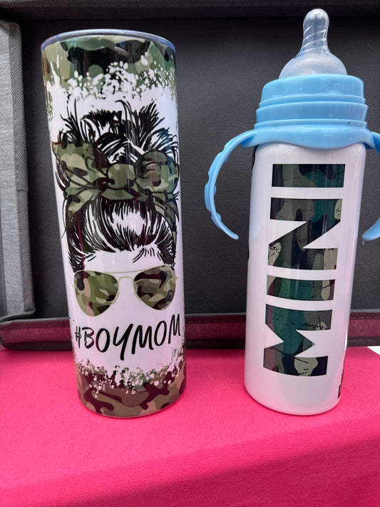 American Girl Messy Bun Boy Mom & Mini Bottle Set (Bottle or Flip Kids Cup)