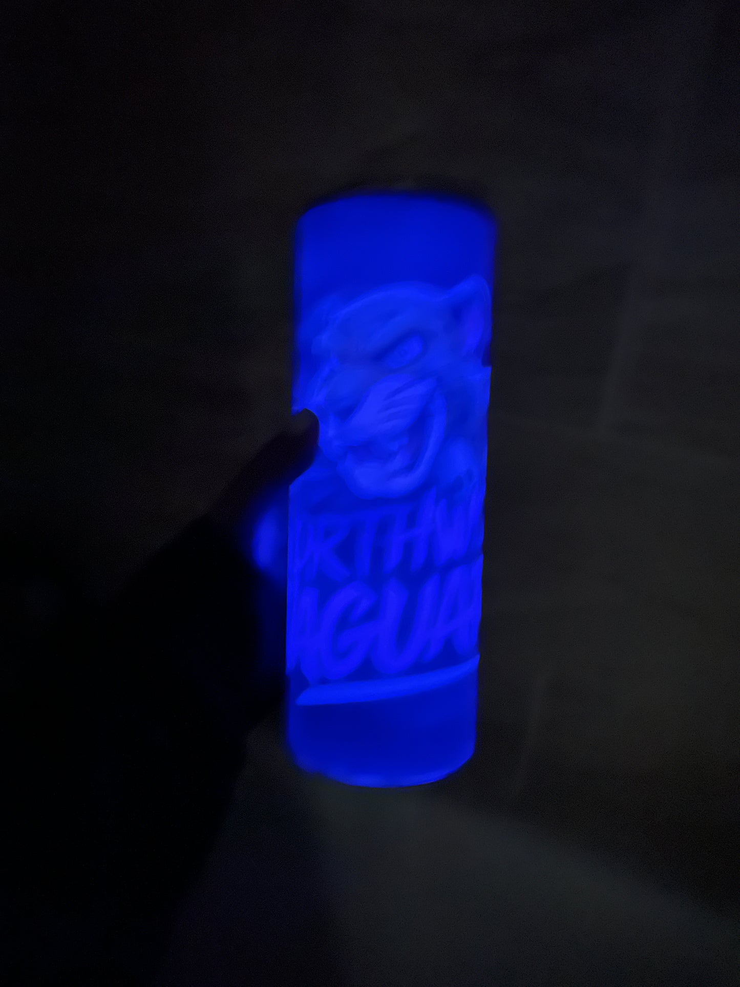 Northwood Middle School Glow in the Dark Jaguar’s Black and Purple Logo Sublimation 20oz. Skinny tumbler