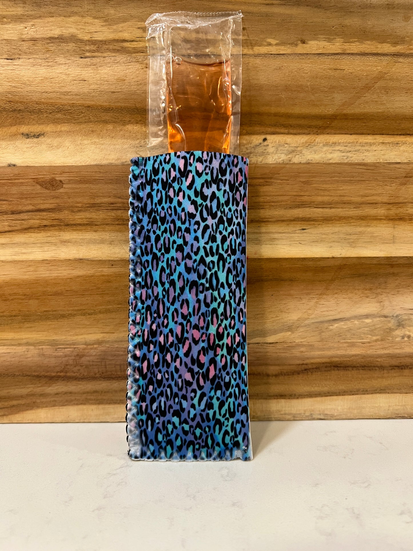 Colorful Purple & Pink Leopard Print Neoprene popsicle holders