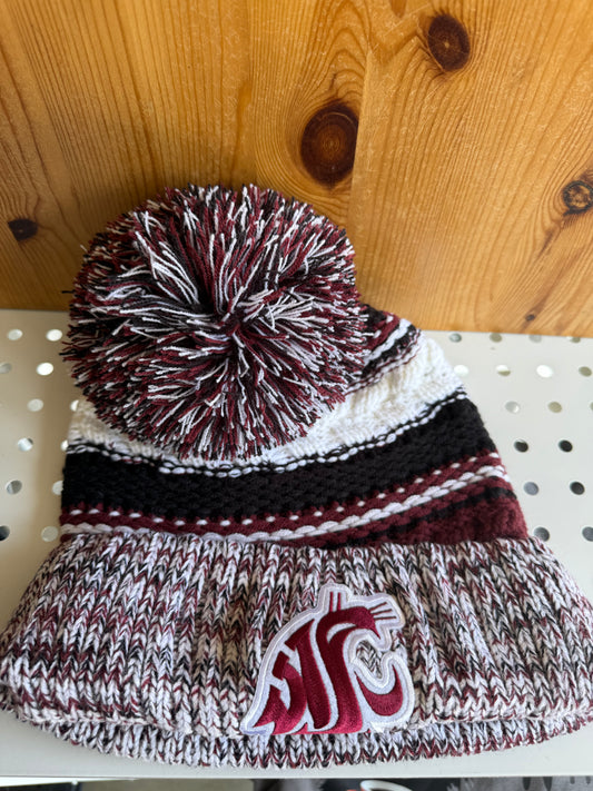 Team Spirit Pom Beanies – WSU Cougars & UW Huskies Knit Winter Hats