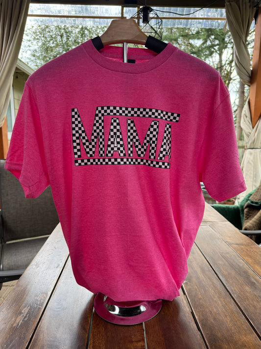 Checkered MAMA Graphic Tee – Bold and Fun Shirt for Cool Moms