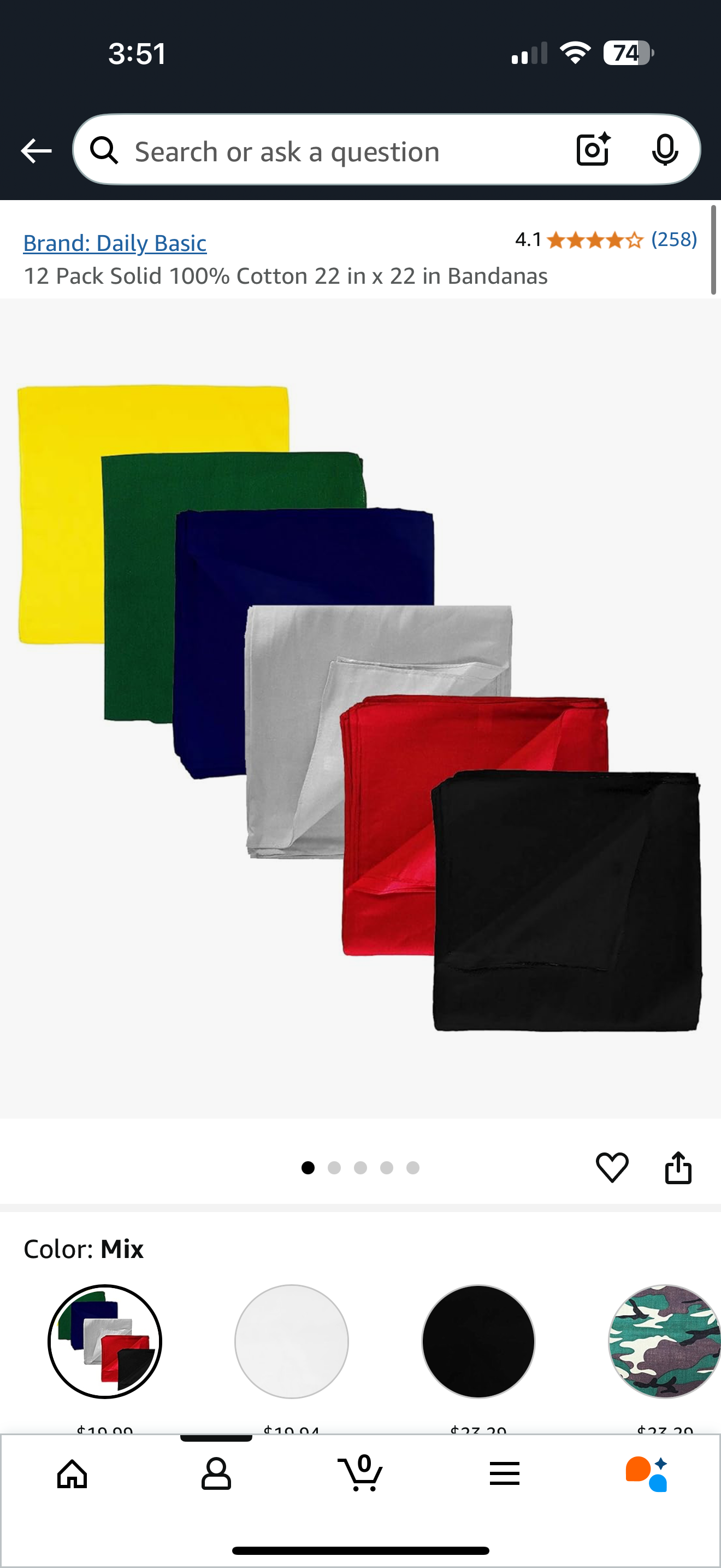Customizable Solid Color Cotton Bandana – 22x22 Inches – Multiple Color Options for Crafts, Fashion & More -