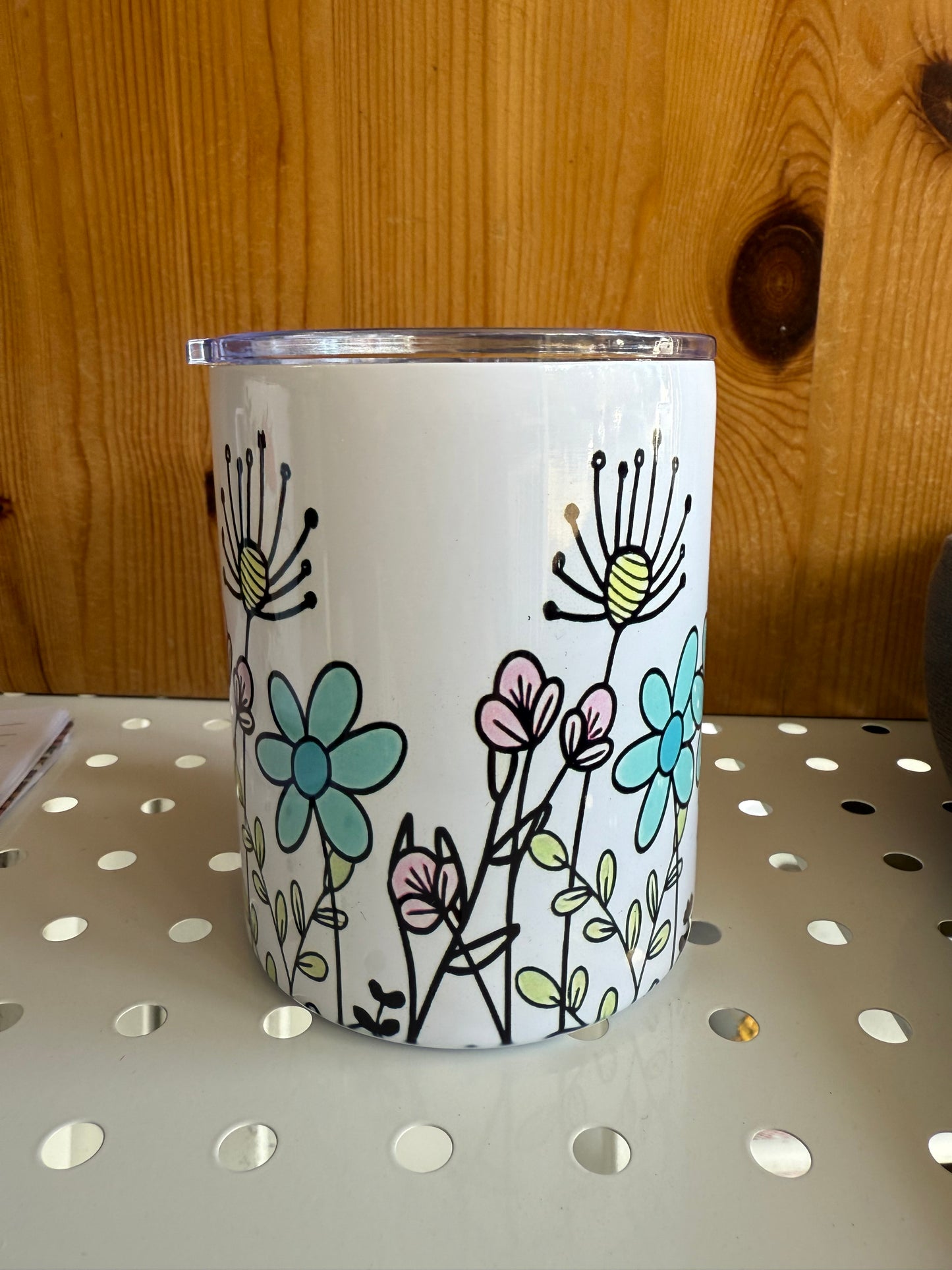 Floral Travel Mug with Handle – Insulated Coffee Tumbler with Lid