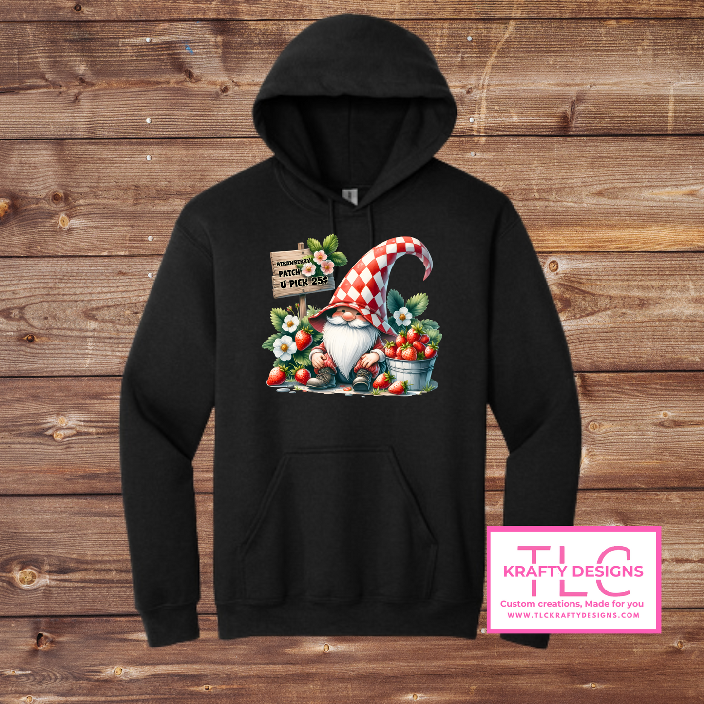 Strawberry Patch Gnome β U-Pick Berry Crewneck & Hoodie